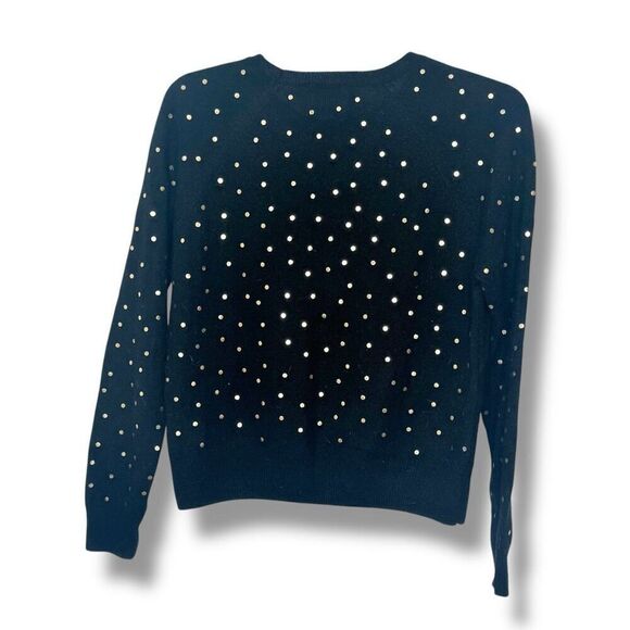 Brodie Black Cashmere Sweater with Metallic Gold Polka Dots Women’s Size Small S - Picture 6 of 6